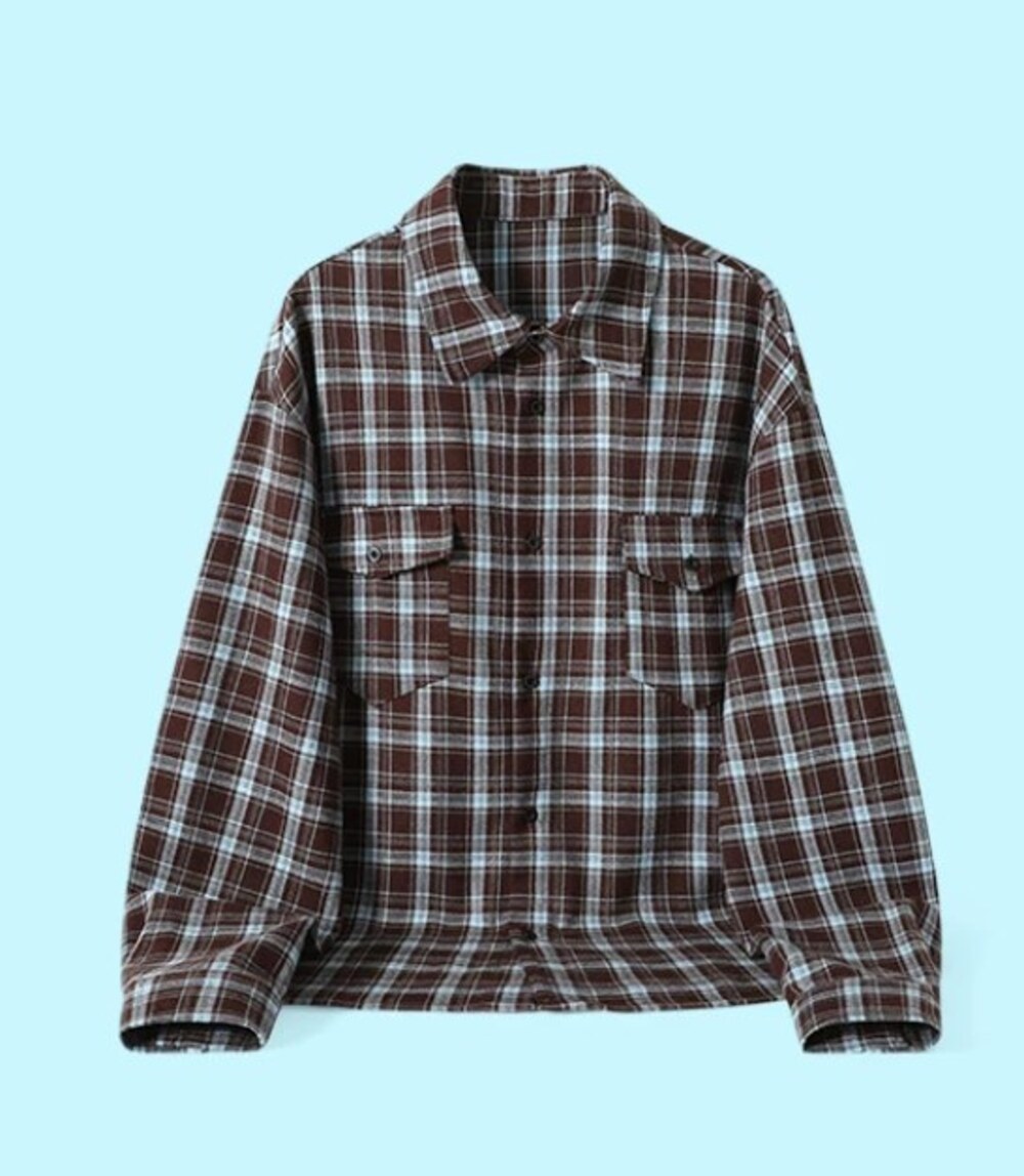 Chocolate Brown Plaid Utility Flannel